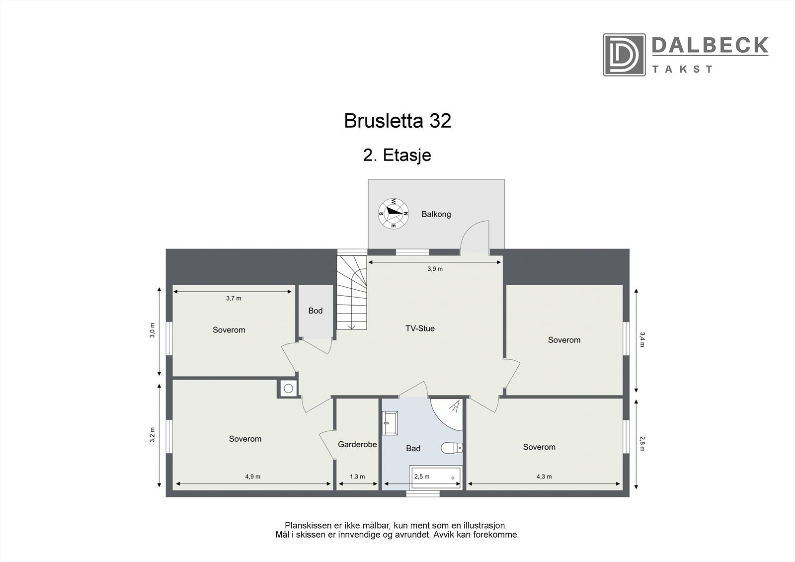 Velkommen opp i andreetasjen! Her finner du 4 soverom, en TV-stue, bod og baderom. Galleribilde