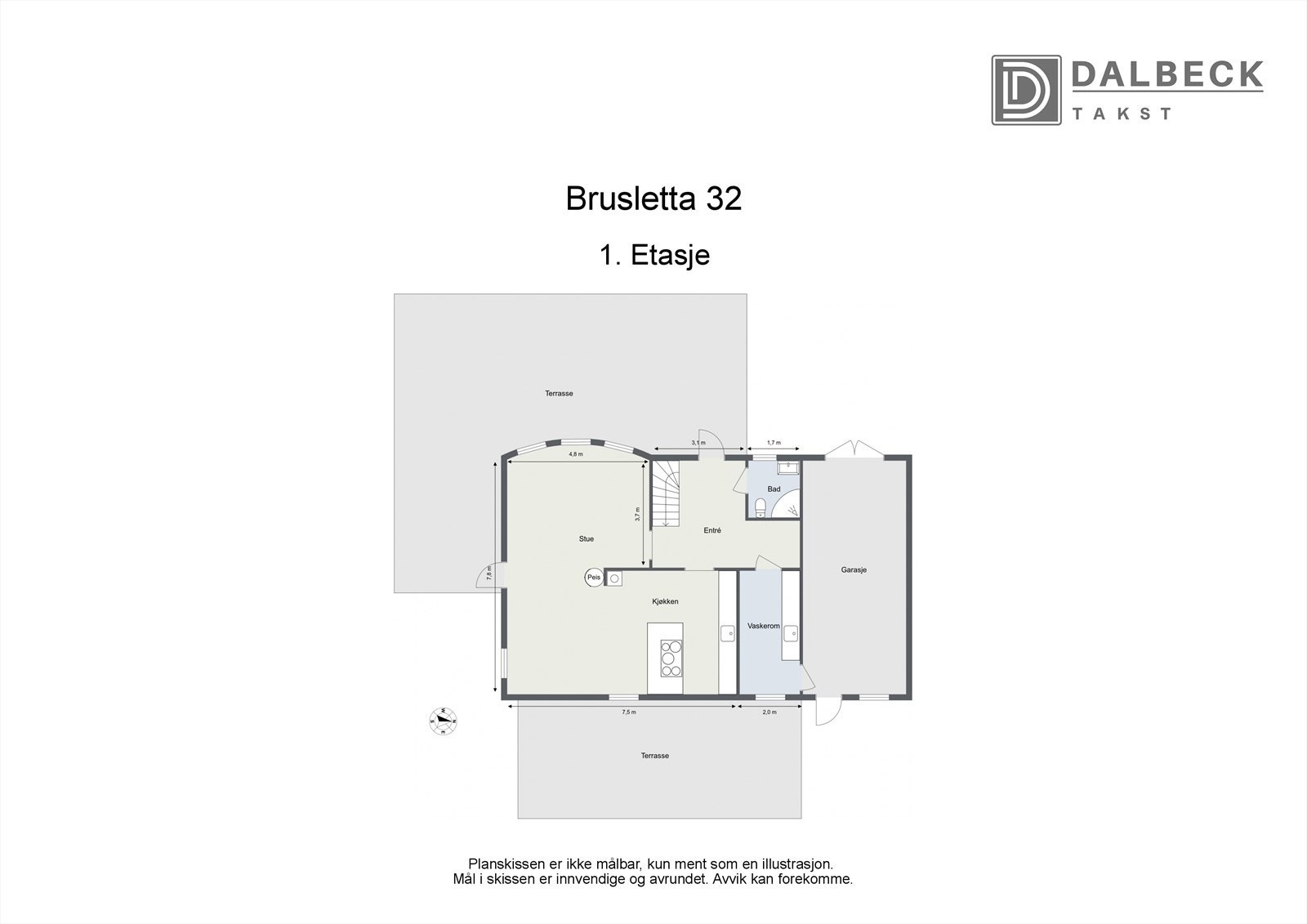 Vi starter med å ta en titt på planløsningen i førsteetasje. Galleribilde