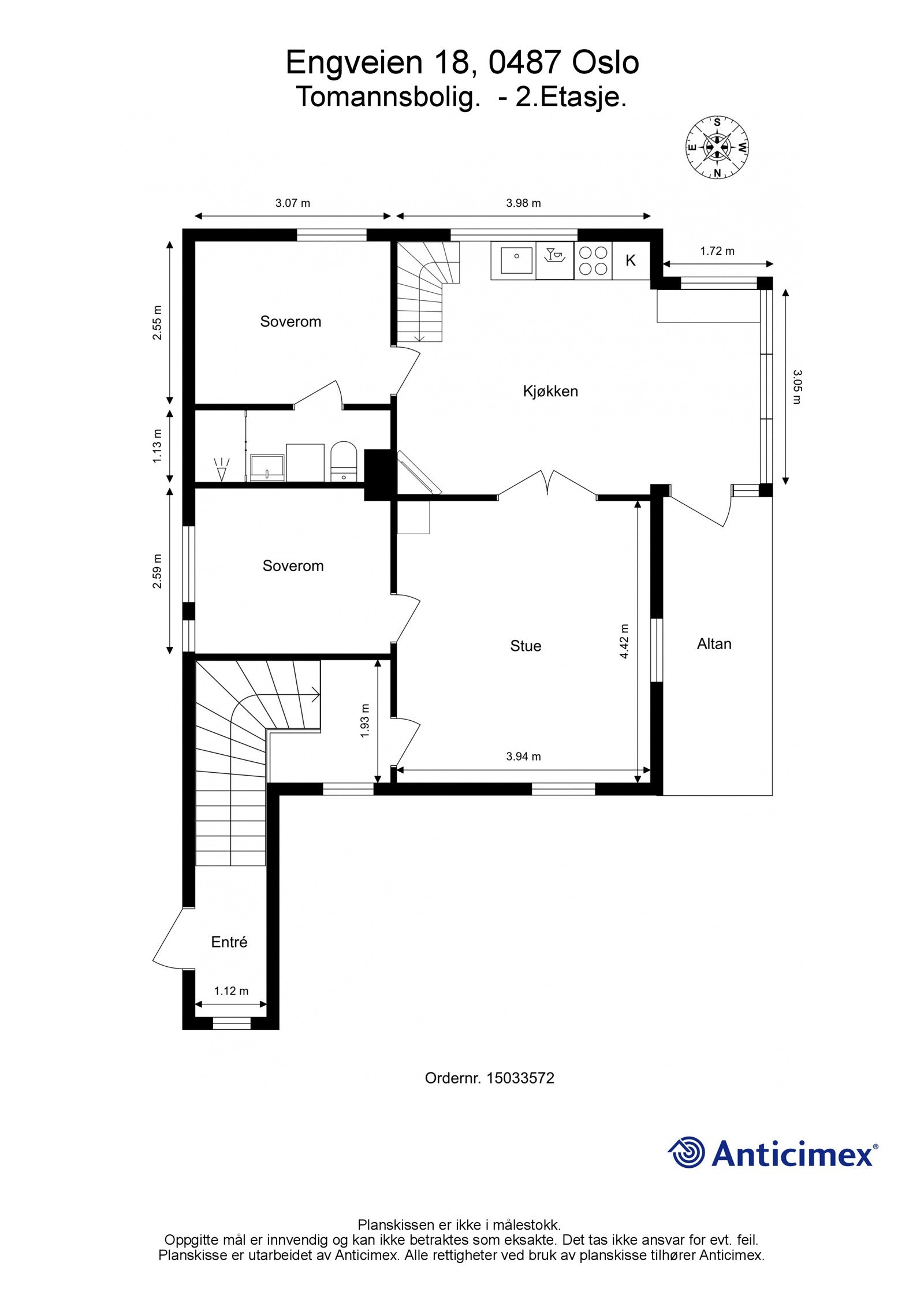 Plantegning 2. etasje. Hovedetasjen er betydelig pusset opp i 21/22 vegg, tak og gulv. I tillegg er det elektriske anlegget oppgradert med blant annet nye automatsikringer i sikringsskapet. Galleribilde
