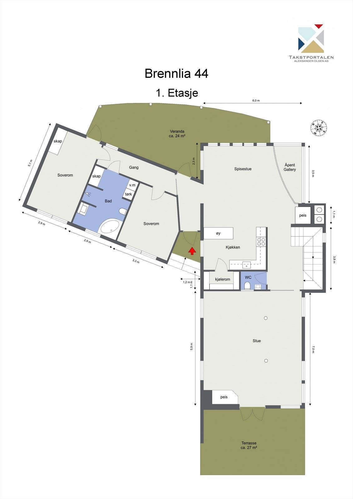 Plantegning - 1.etasje Galleribilde