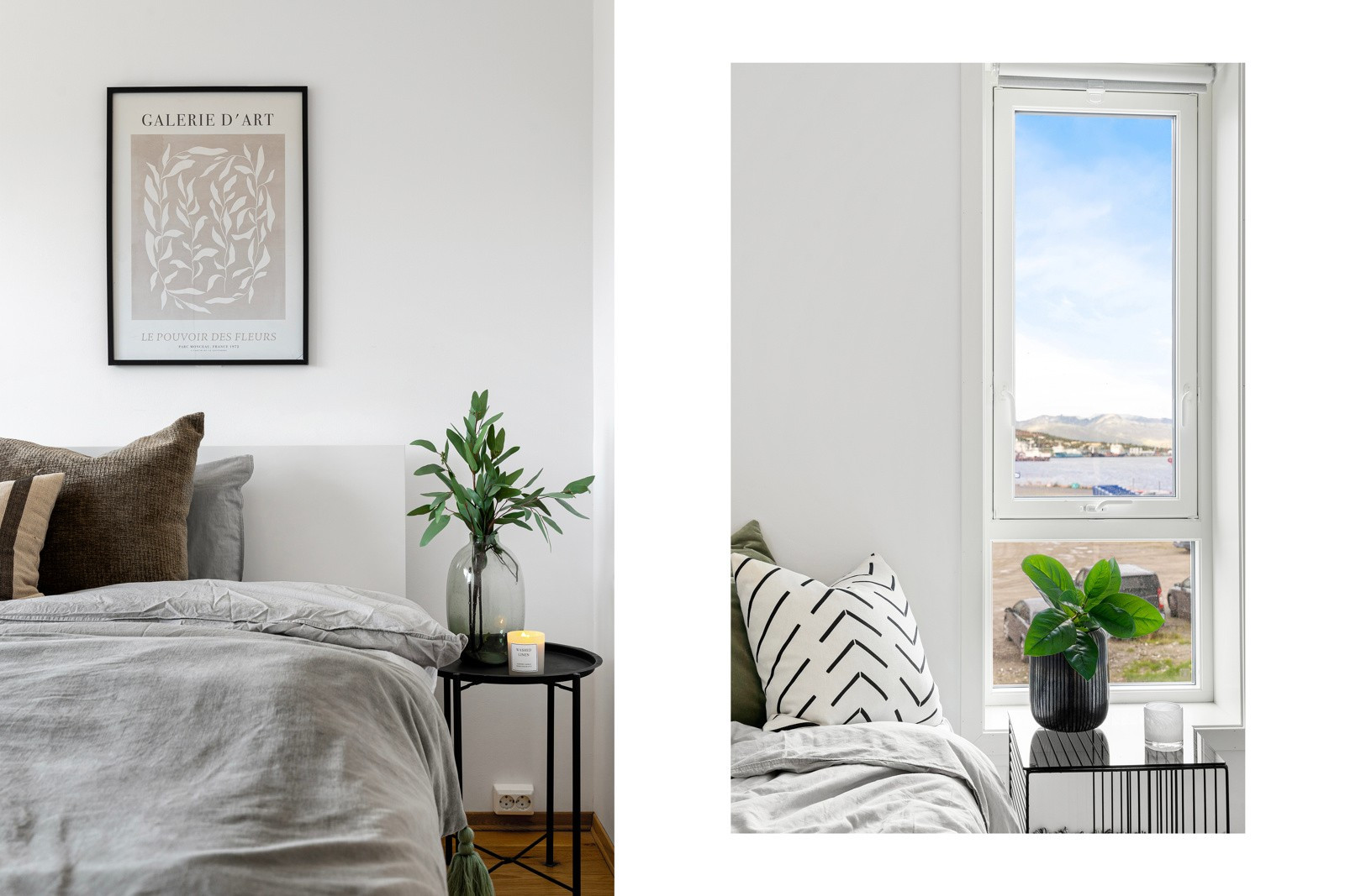 På hovedsoverommet er det plass til stor seng med tilhørende møblement.