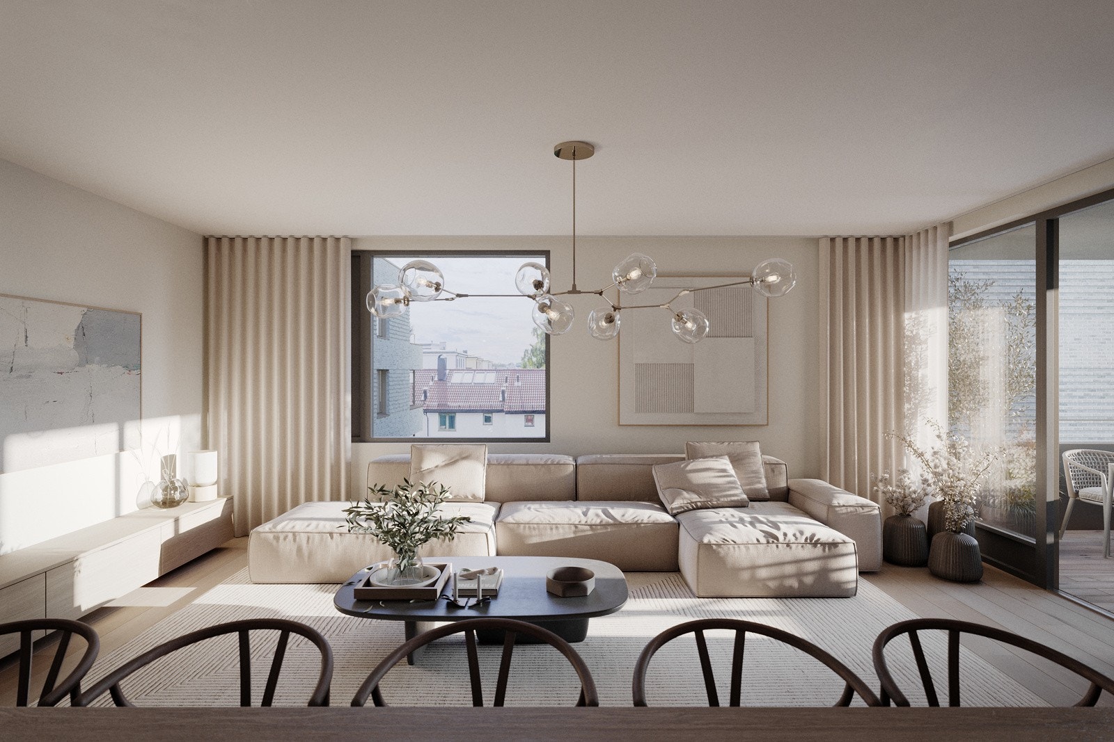 Fra stuen i leilighet B3. Bildet er av illustrativ karakter. Avvik kan forekomme. Galleribilde