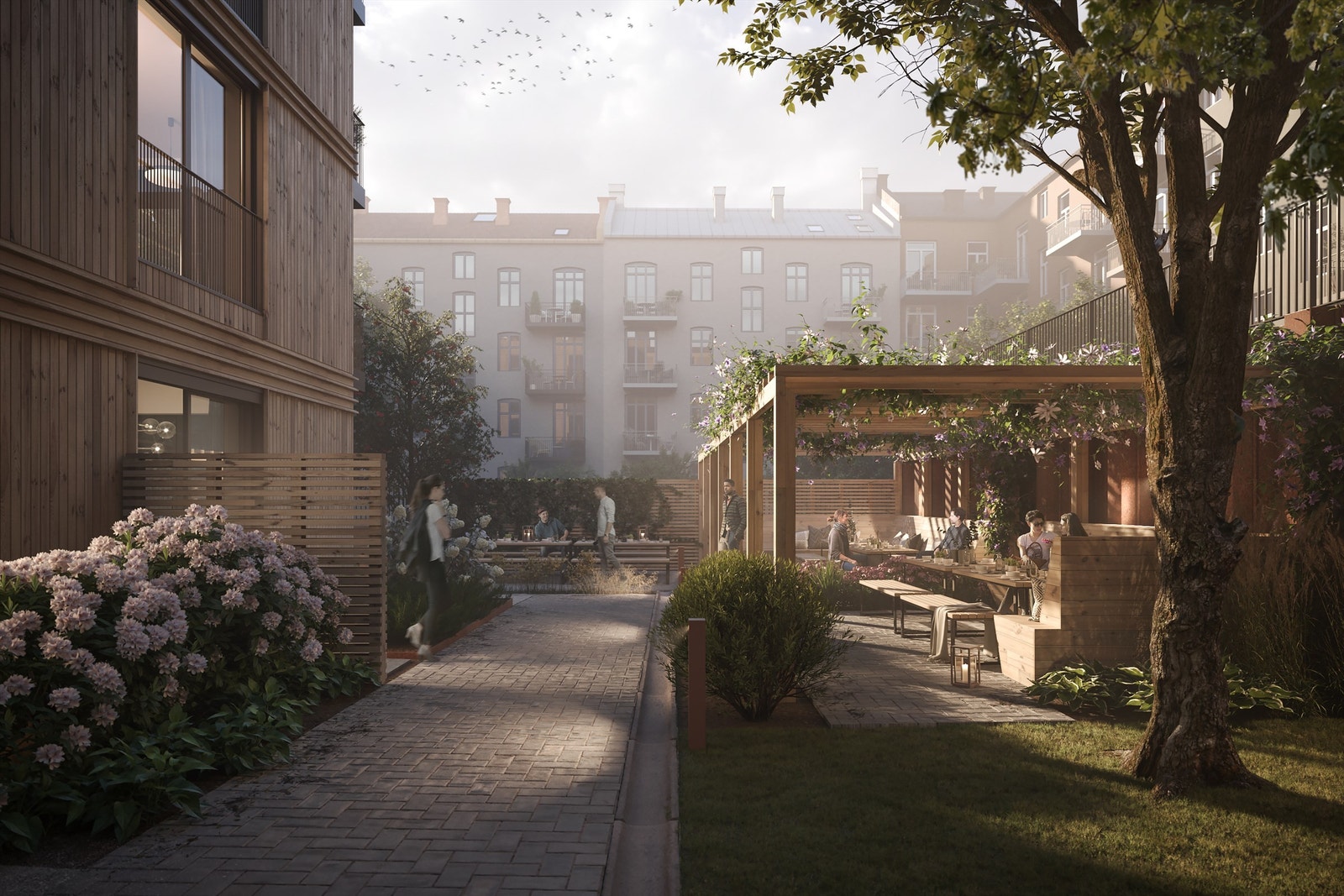 Flotte møteplasser for beboerne i bakgården Galleribilde