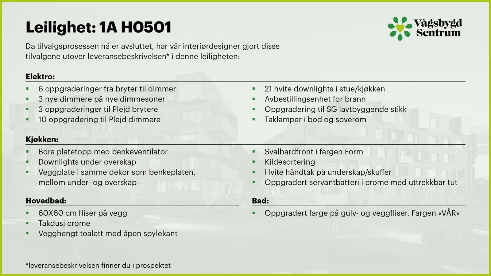 Liste over oppgraderinger gjort på denne leiligheten Galleribilde