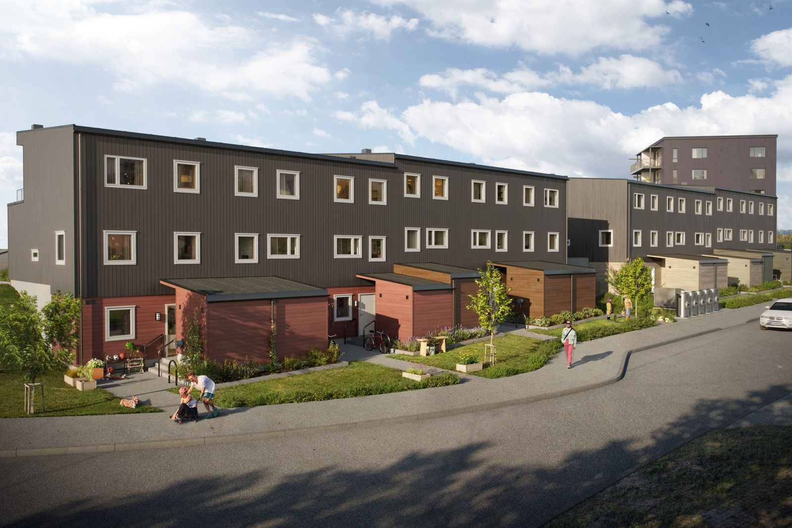 Alle boligene har utvendig sportsbod tilknyttet inngangspartiet Galleribilde