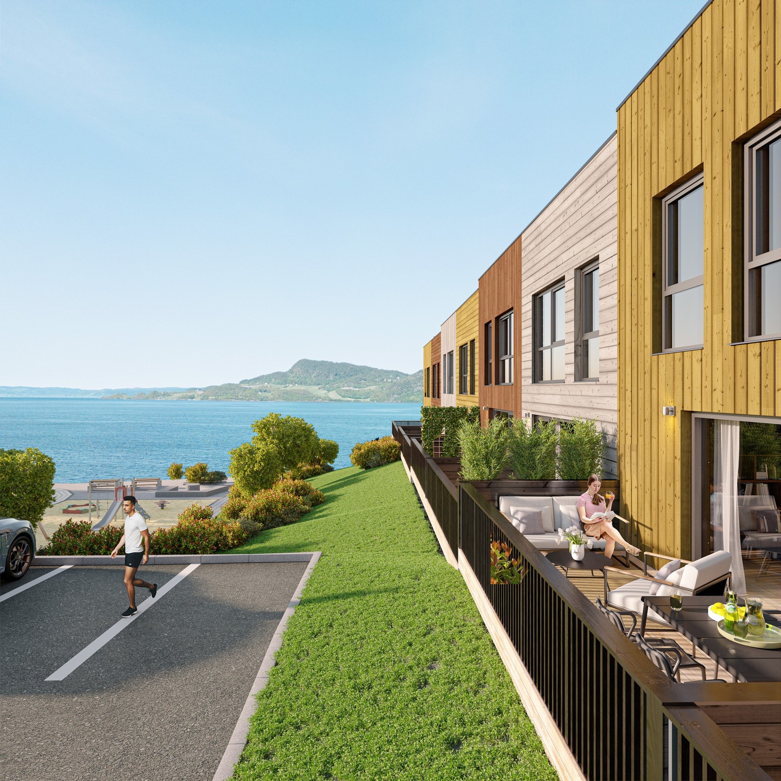 Boligene vil ha en fantastisk fjordutsikt. Illustrasjon, avvik vil forekomme. Galleribilde