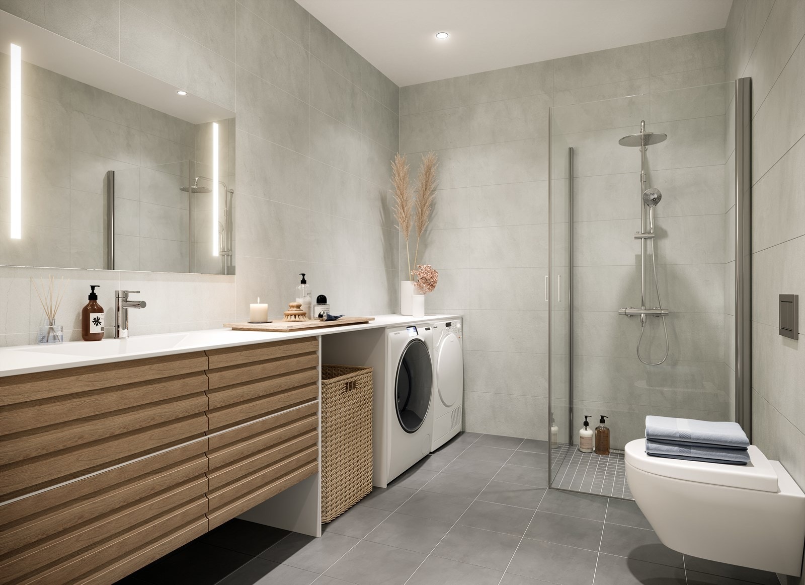 Eneboligene har to bad og separat vaskerom og leilighetene har et bad (illustrasjon) Galleribilde