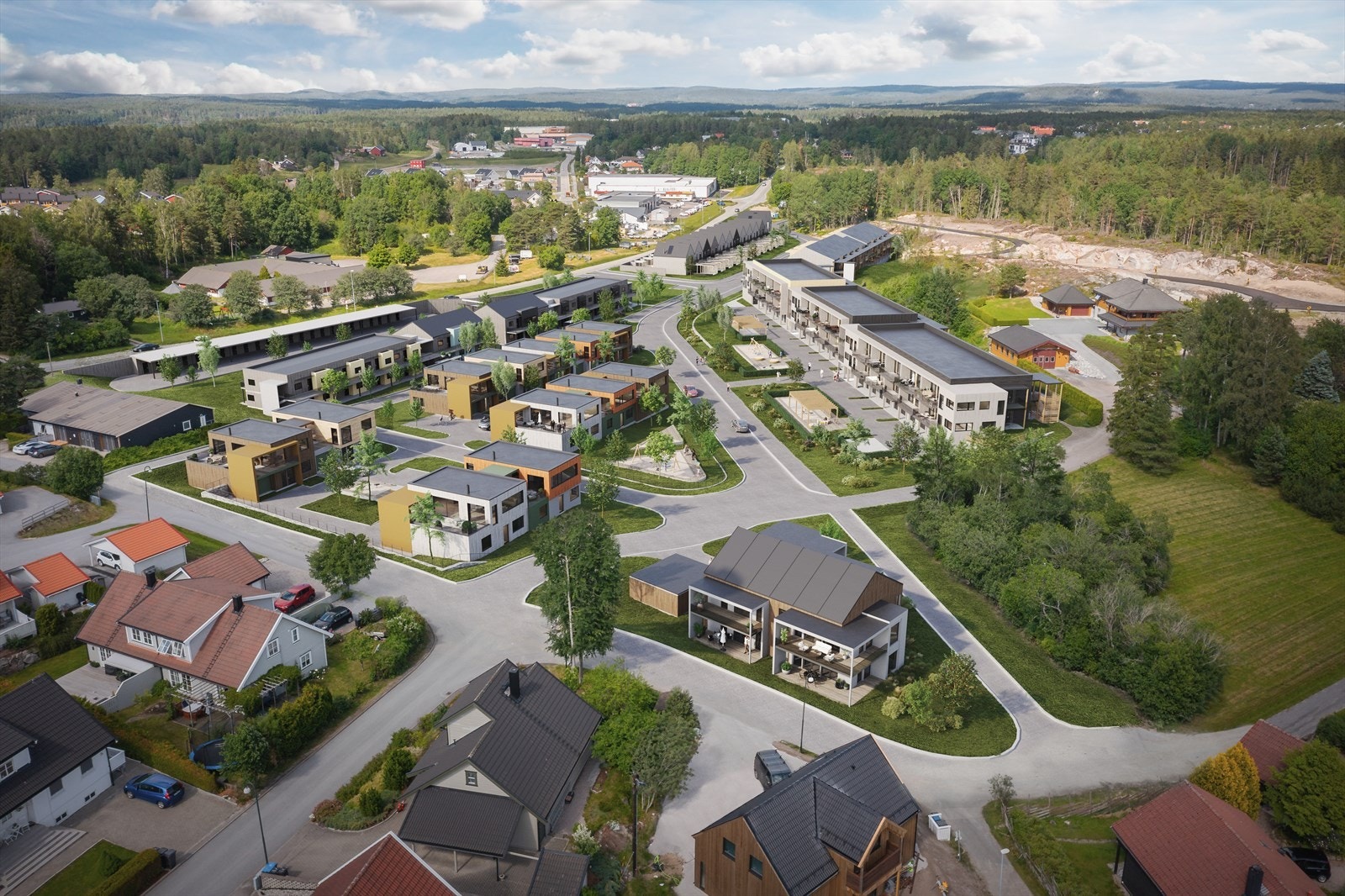 Bergheim blir et helt nytt boligområde i Sarpsborg (illustrasjon) Galleribilde