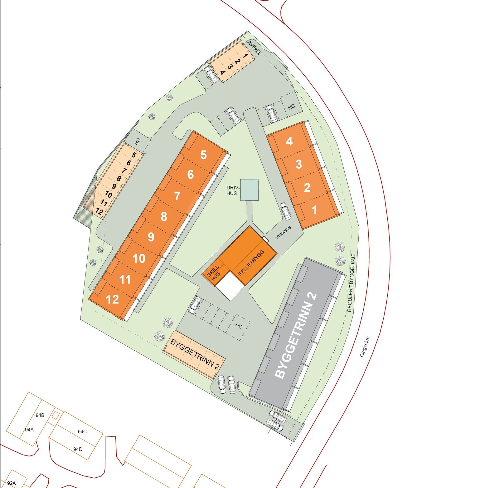 Oversiktsbilde av nummererte leiligheter Galleribilde