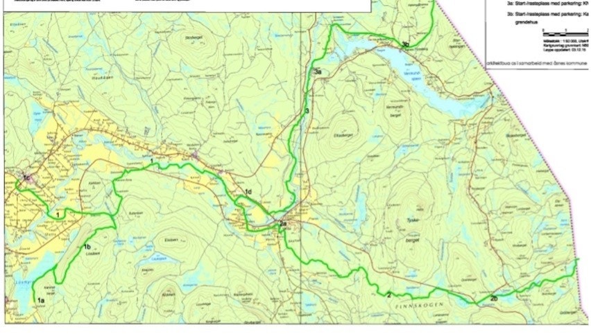 Snøscooter løypekart (2a på kartet er husets plassering) Galleribilde