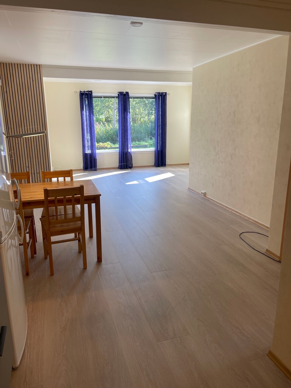 Stua med nylagt gulv, med varmekabler i. Galleribilde