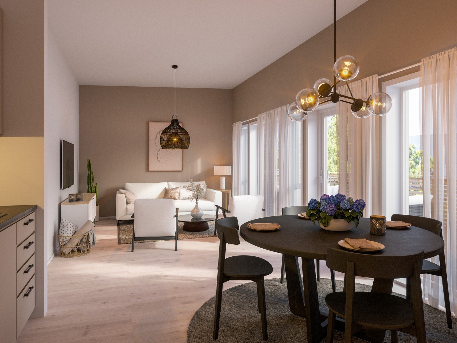 Illustrasjon - Stue/kjøkken (leilighet 71kvm) Galleribilde