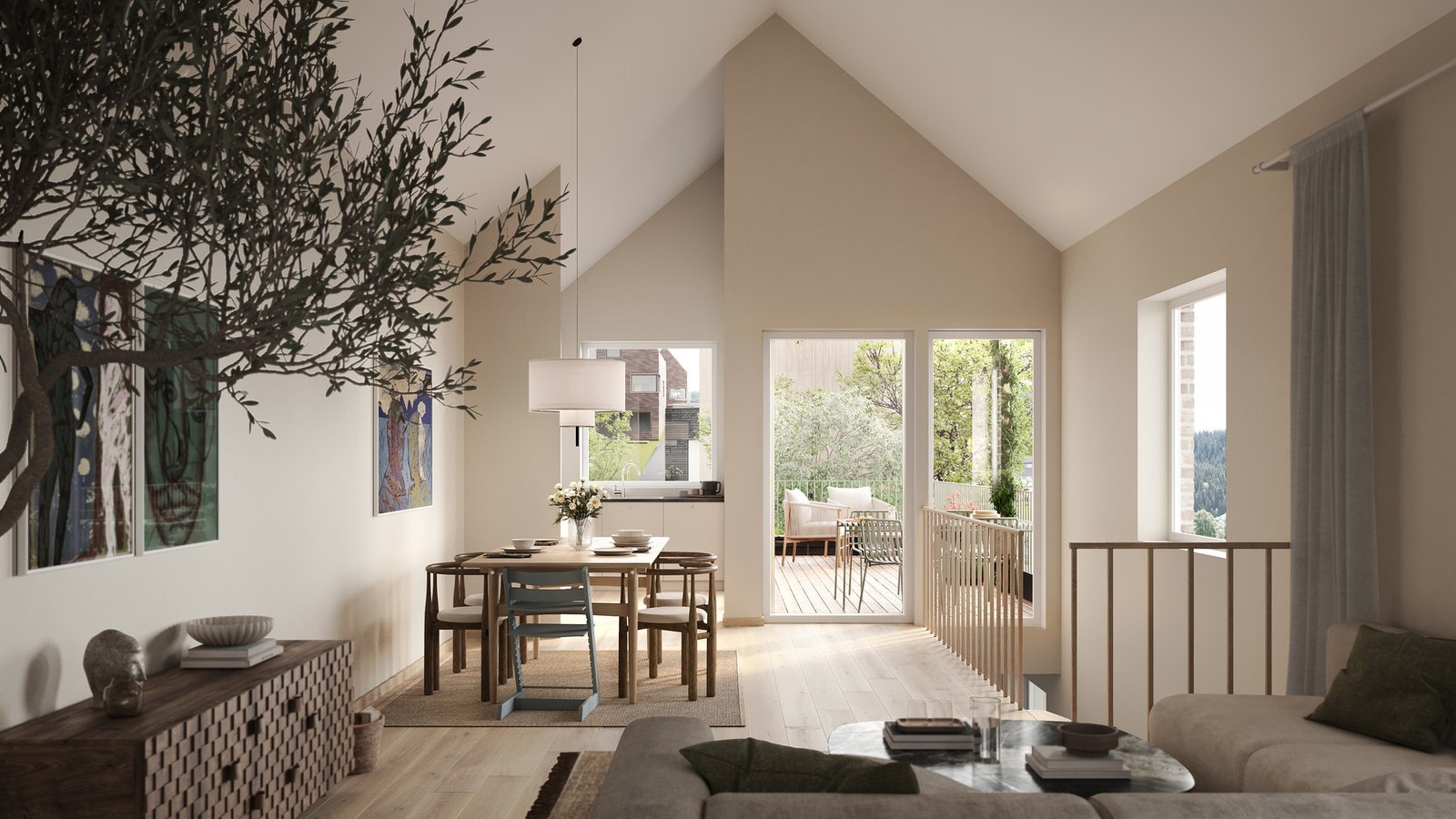 Saltakshusene har god takhøyde som gir en god romfølelse. Illustrasjoner, avvik kan forekomme. Galleribilde