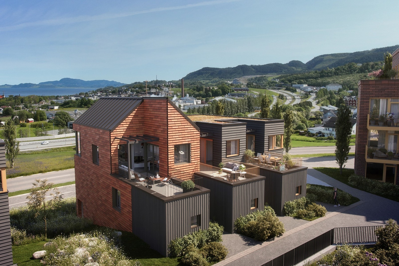 Rekkehusene er fra 109-165 kvm. Illustrasjoner, avvik kan forekomme. Galleribilde