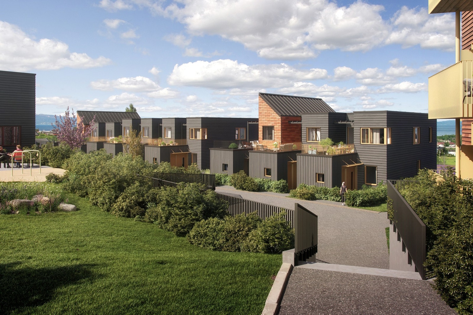 Alle rekkehusene har p-plass i kjeller. Illustrasjoner, avvik kan forekomme. Galleribilde