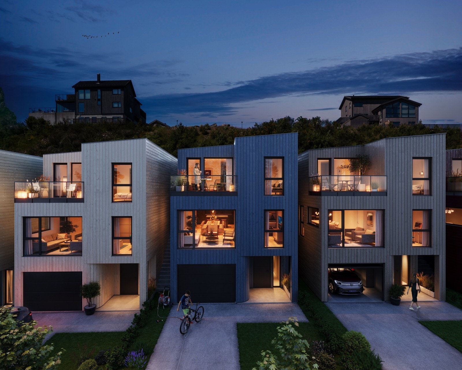 Boligene har et stramt moderne design, med et fargespekter som mykner opp og gjør gateløpet livlig! Galleribilde