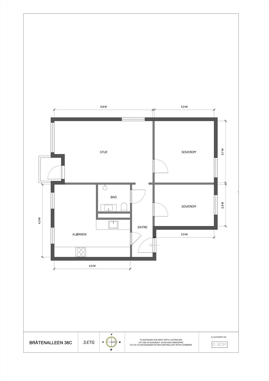 Arealeffektiv planløsning. Galleribilde
