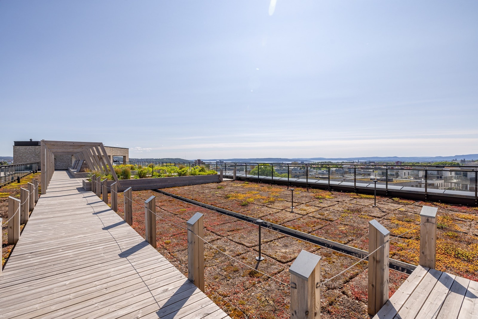 Spektakulær felles takterrasse med panoramautsikt over Stor-Oslo. Galleribilde