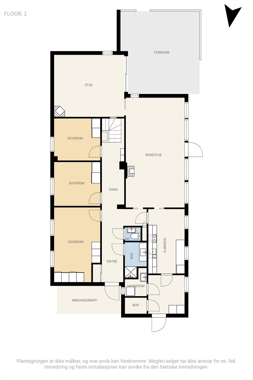 Plantegning 1.etg. BRA 150 m² / P-rom 148 m² Galleribilde