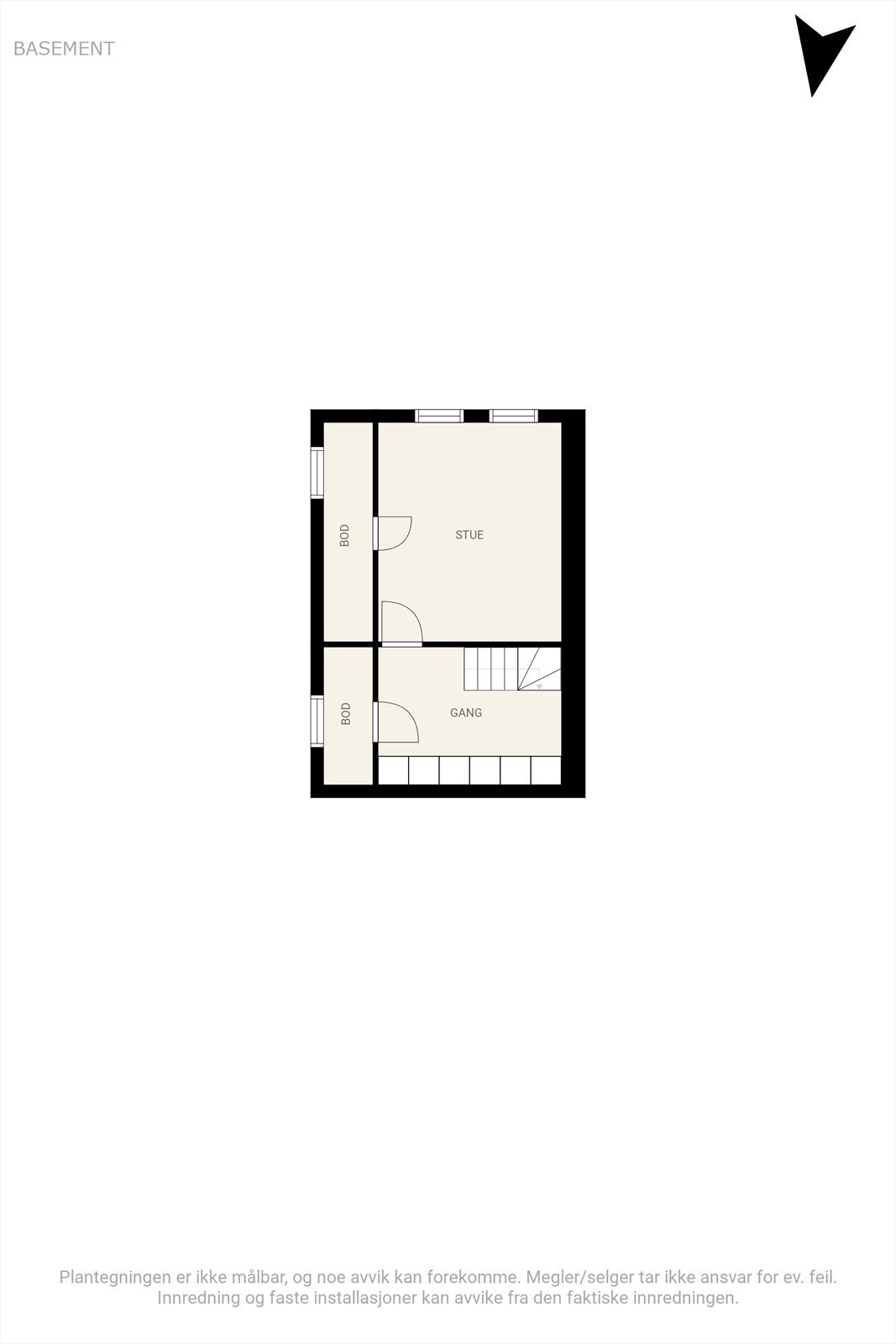 Plantegning kjeller BRA 36 m² / P-rom 27 m² Galleribilde