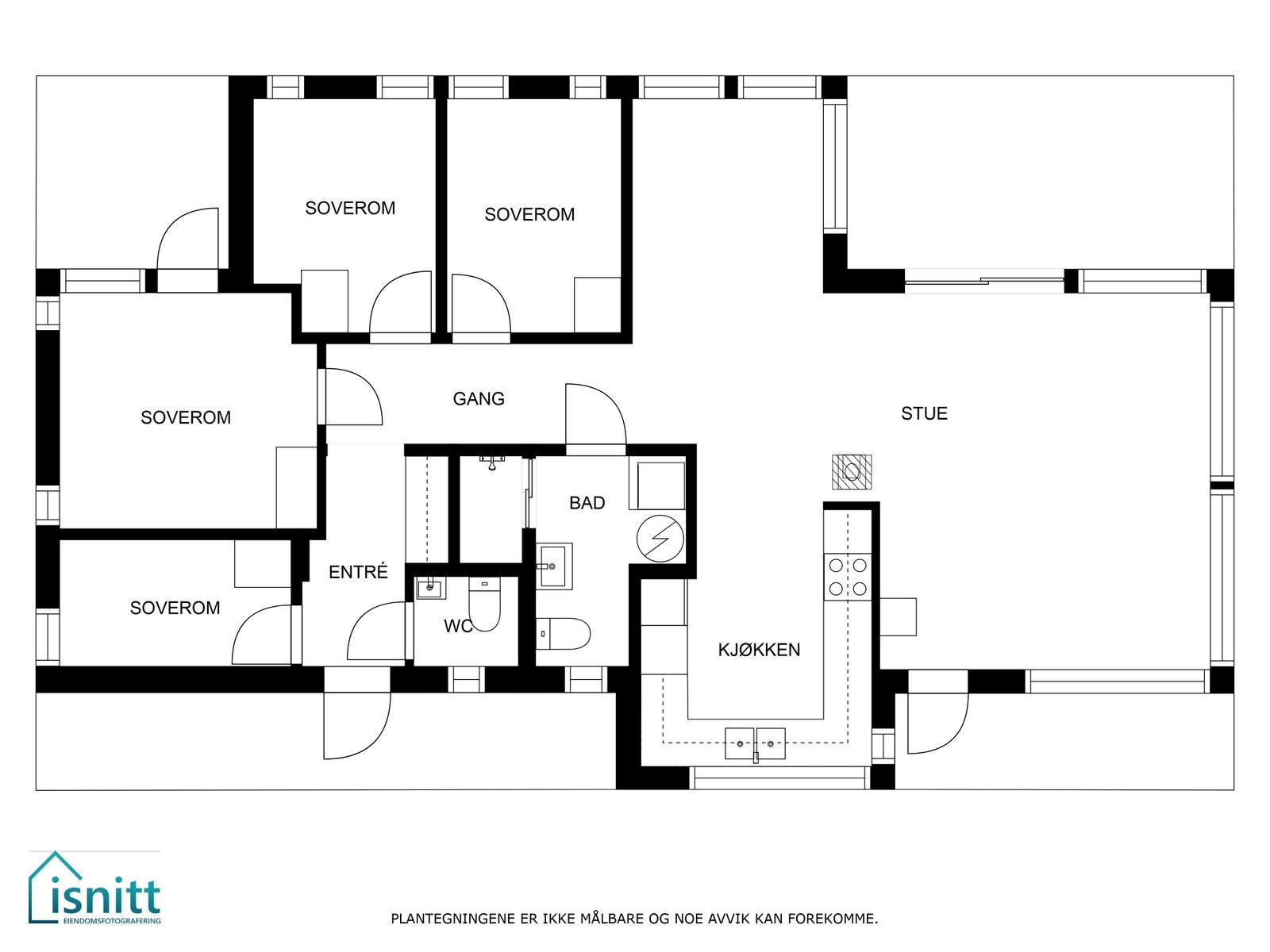 Praktisk planløsning med bl.a. 4 soverom Galleribilde