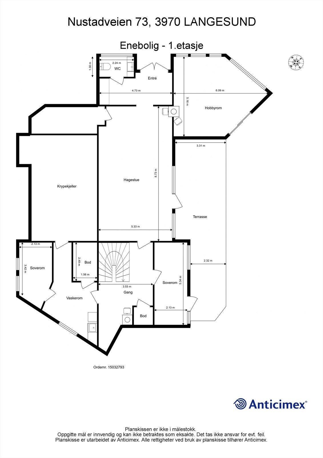 Plantegning 1. etasje Galleribilde