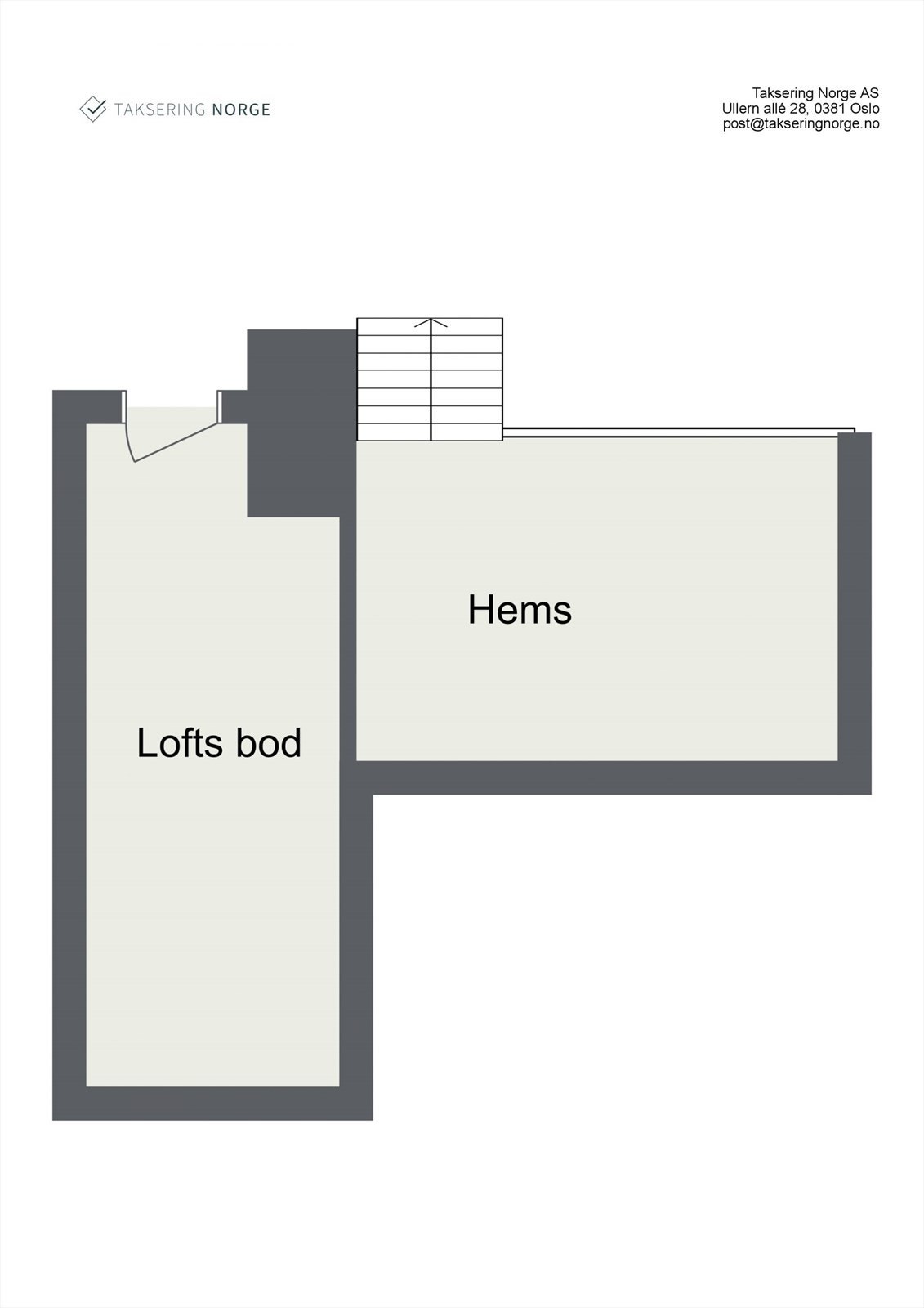 I leiligheten er det en hems på ca. 10m2 og en loftsbod på ca. 7 m2 (Grunnet lav takhøyde iht. retningslinjer for arealmåling NS 3940 er dette ikke måleverdig) Galleribilde