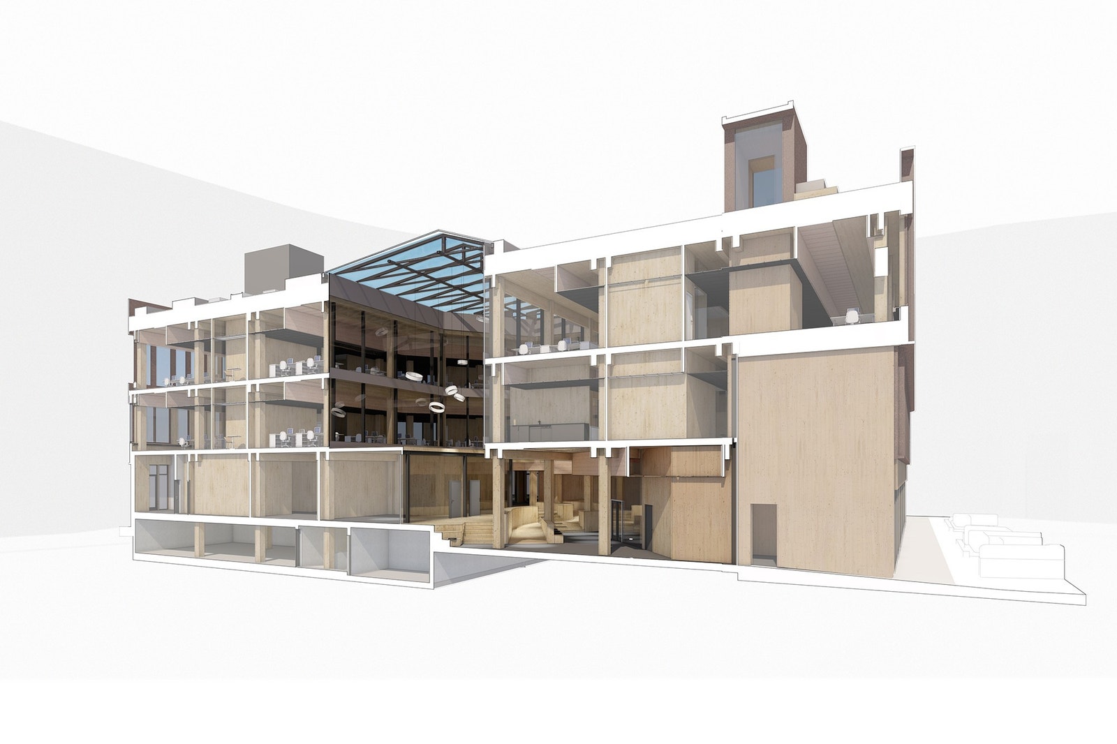 Perspektivsnitt av bygget. Galleribilde