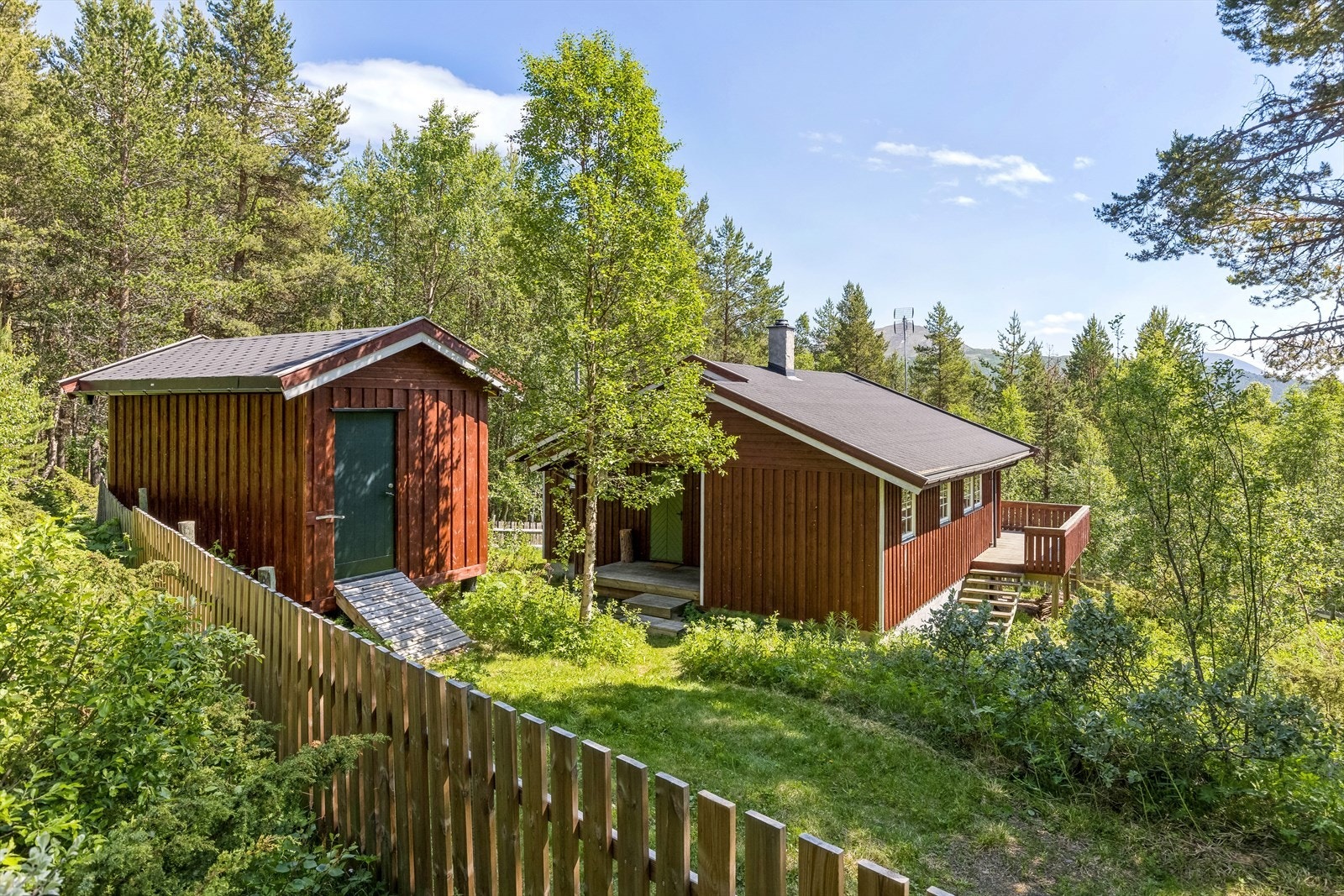 Tomten er på over 4 mål og er delvis inngjerdet. Galleribilde