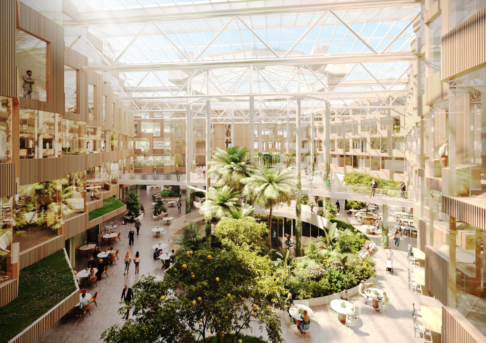 I byggets første etasje finner du Hagen, et frodig og sosialt område tilrettelagt for alle typer aktiviteter og utadrettede virksomheter. Galleribilde