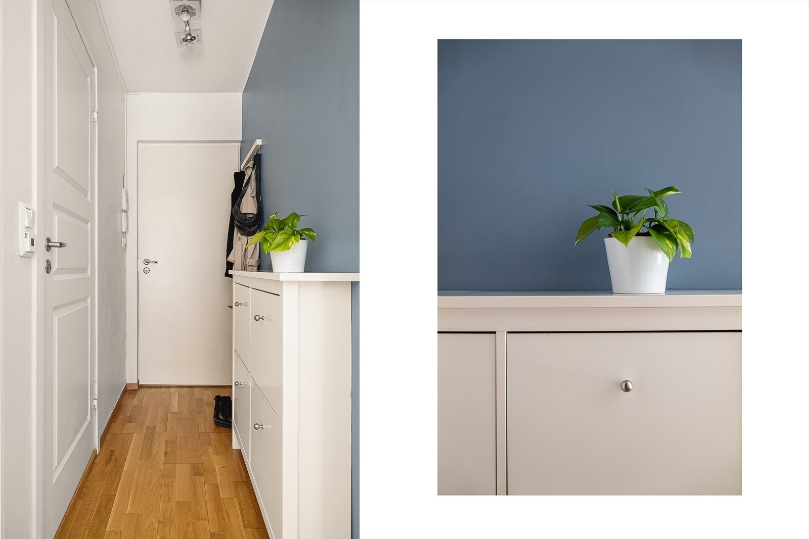 Du blir ønsket velkommen hjem til en praktisk entré. Skoskap og jakkeoppheng medfølger. Galleribilde