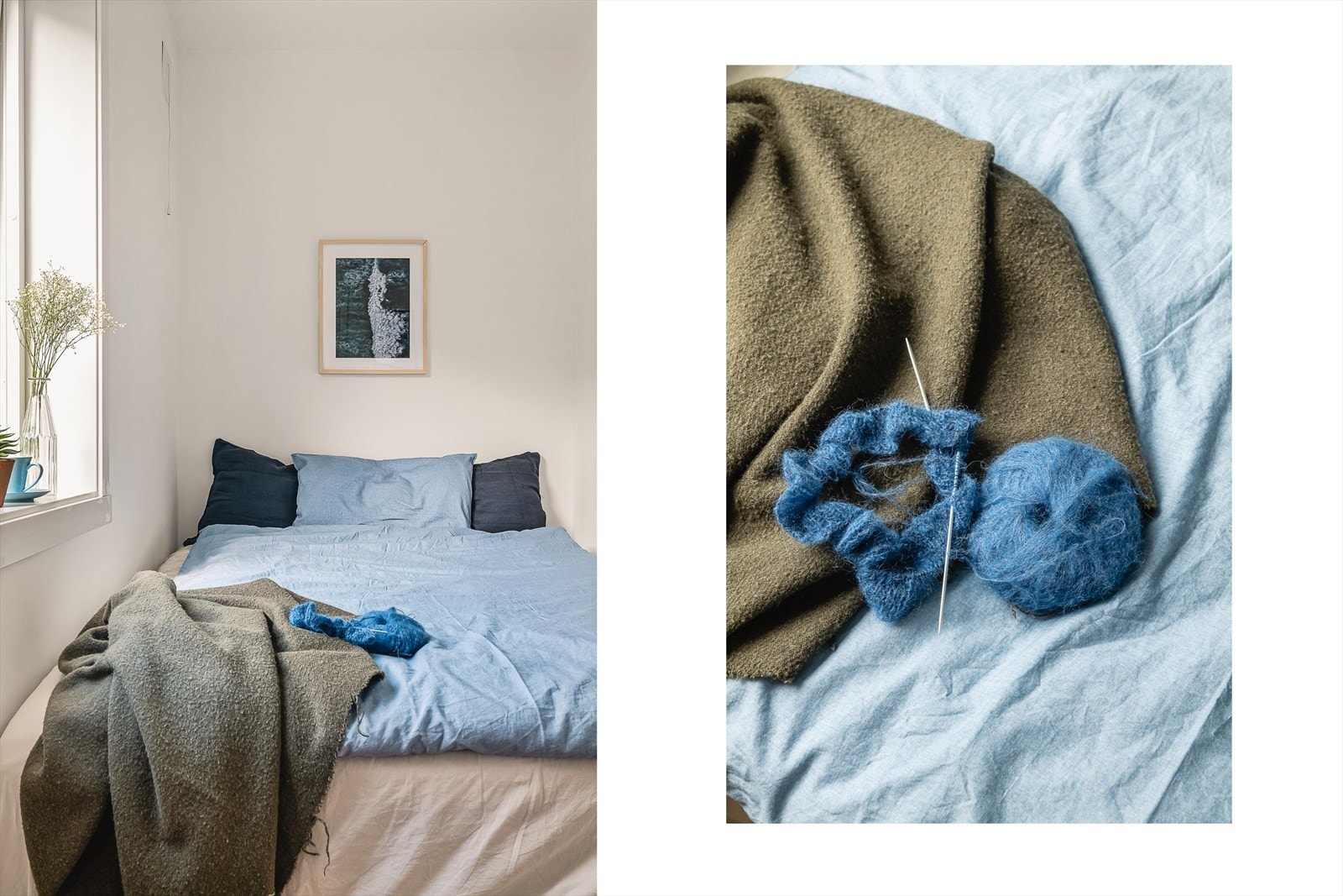 Tilsvarende leiligheter har skapløsninger på vegg. Selger har hatt kommode i stue. Det er plass til et enkelt skap ved fotende av sengen. Galleribilde