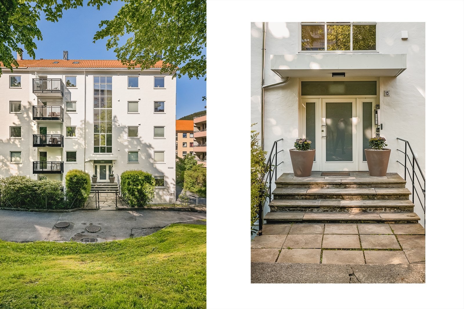 Meget godt førsteinntrykk. Uteområder er pene, fasade, tak, inngangsparti og fellesgang er oppusset i 2020. Galleribilde