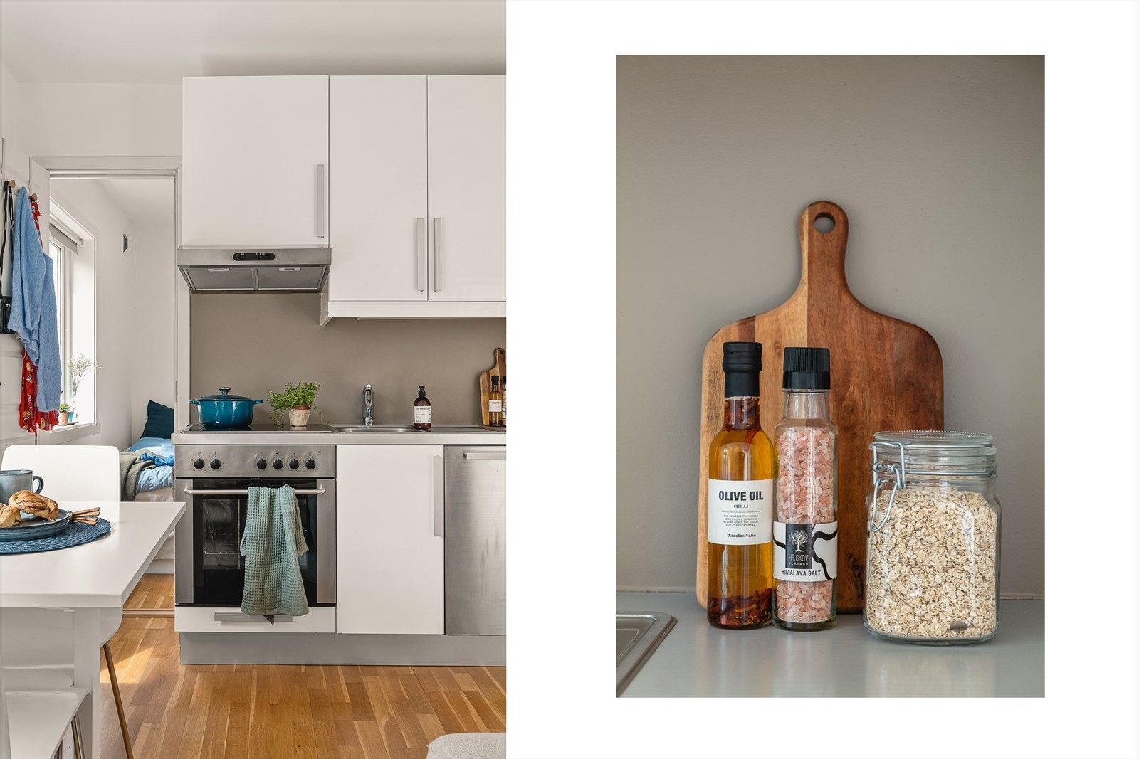 Ved siden av kjøkken er det dør inn til soveværelset. Herlig å kunne stenge igjen fra stue. Galleribilde