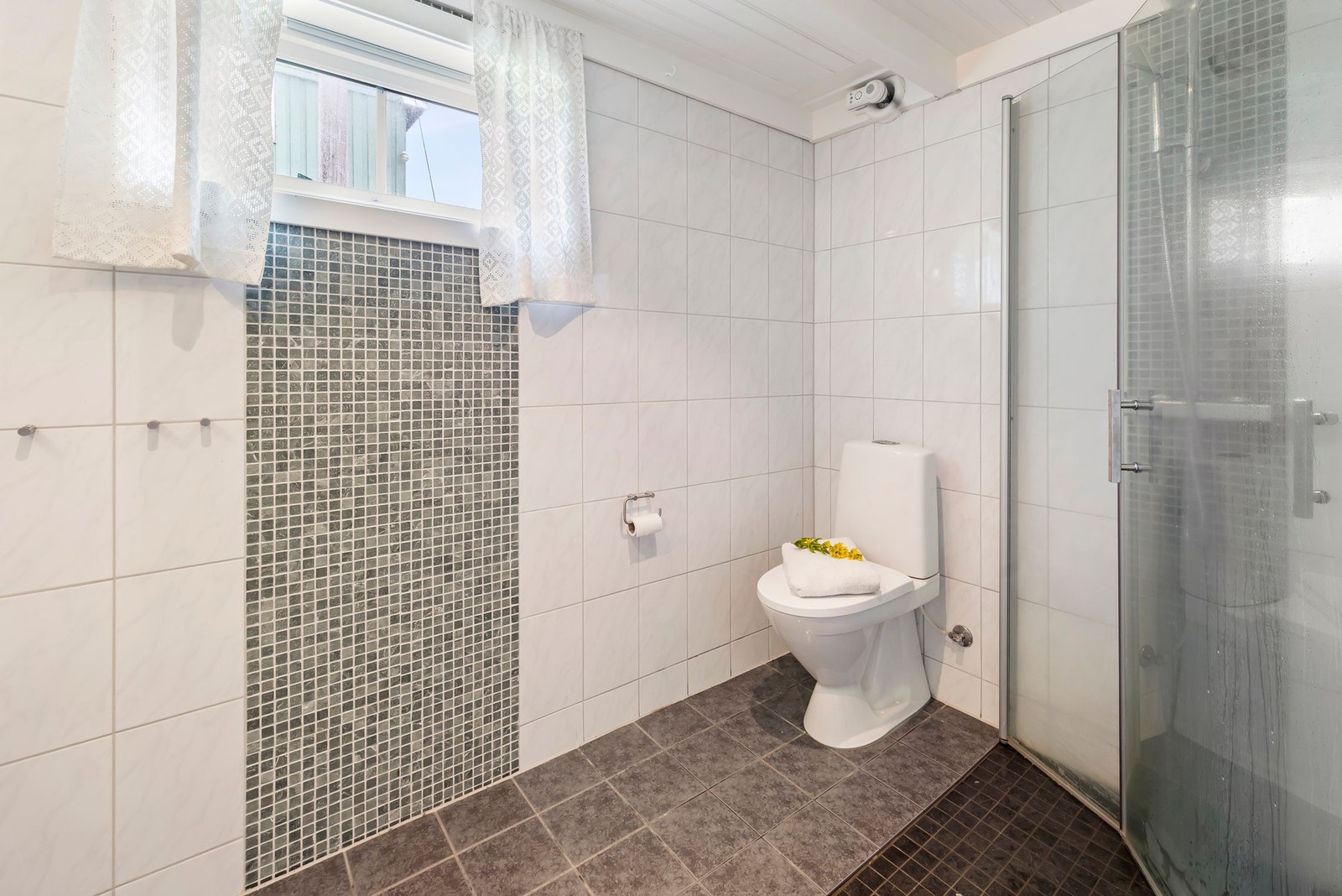 Rommet har opplegg for vaskemaskin, toalett og dusjhjørne Galleribilde