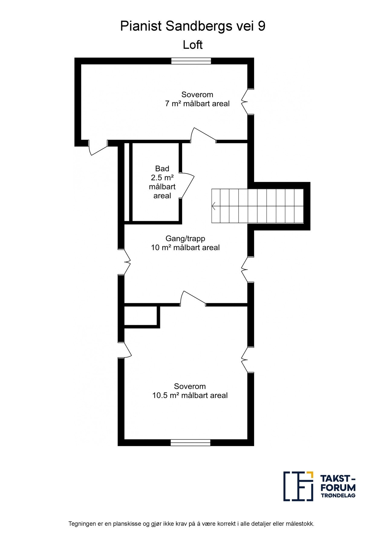 Planskisse med areal loftsetasje. Galleribilde