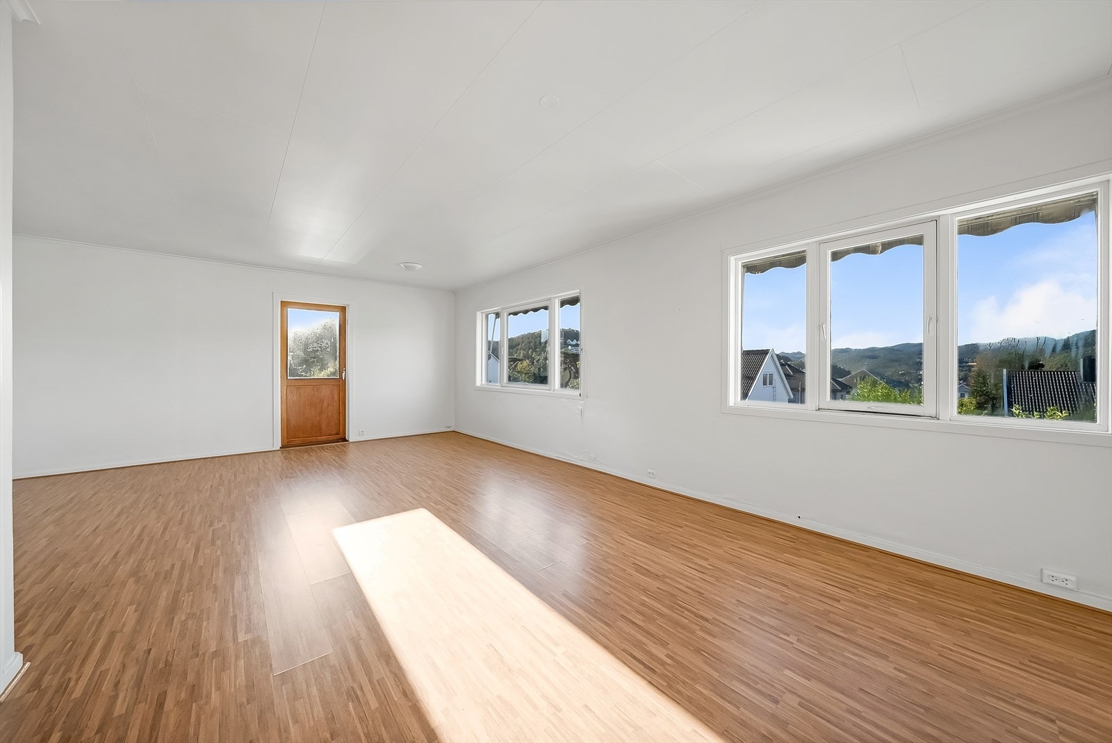 Romslig stue med utgang til veranda og hage. Galleribilde