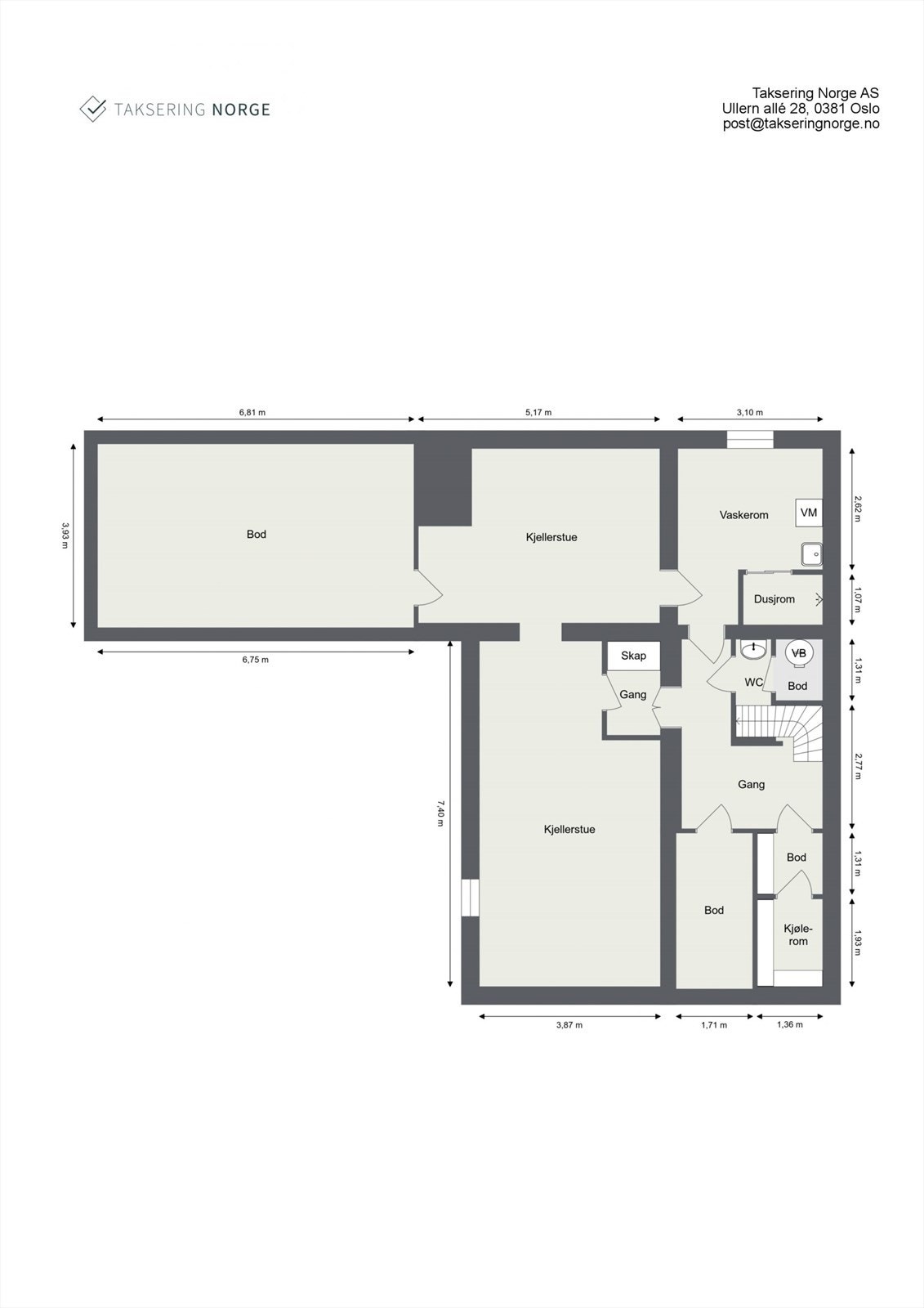 Planskisse kjeller. Galleribilde