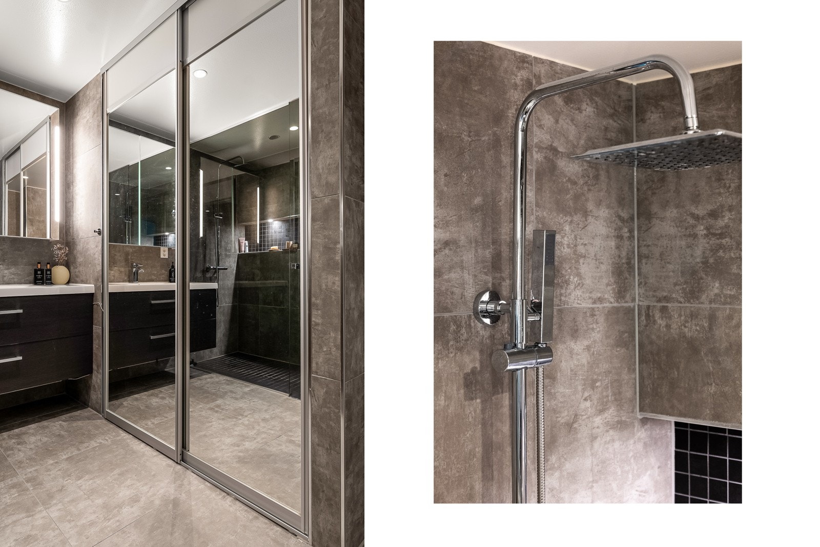 Egen vaskenisje skjult bak skyvedørene. Galleribilde