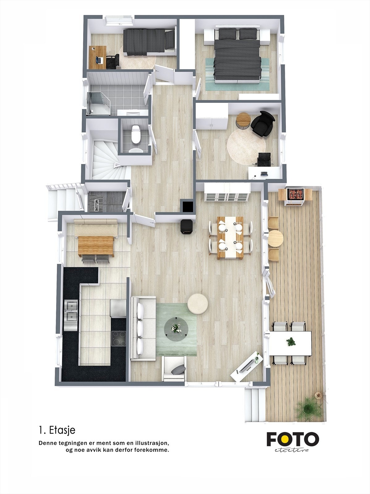 3 d plantegning 1. etg. Galleribilde