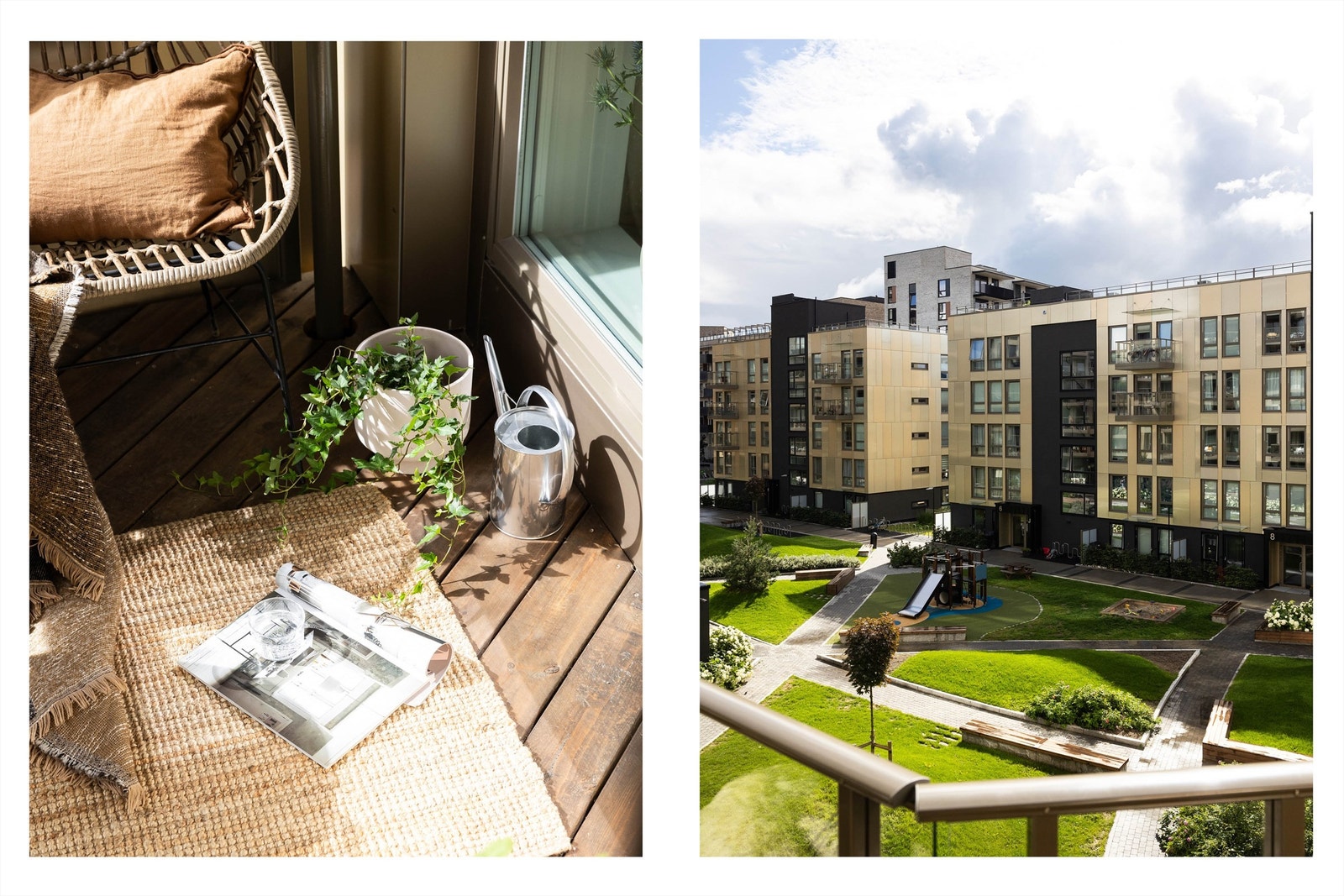 Fra balkongen er det blant annet utsyn mot sameiets fellesområder Galleribilde