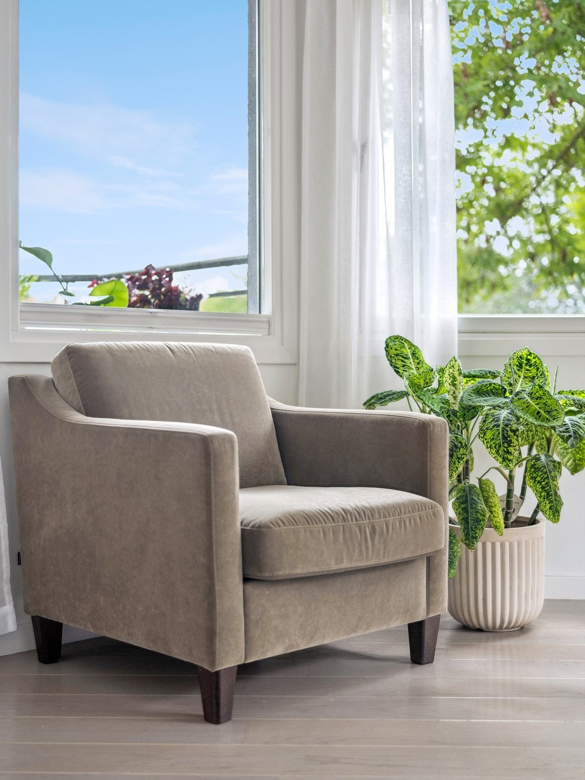 Den flotte hjørnebeliggenheten og de store og mange vIndusflatene, gir rommet særdeles gode lysforhold og en herlig atmosfære. Galleribilde