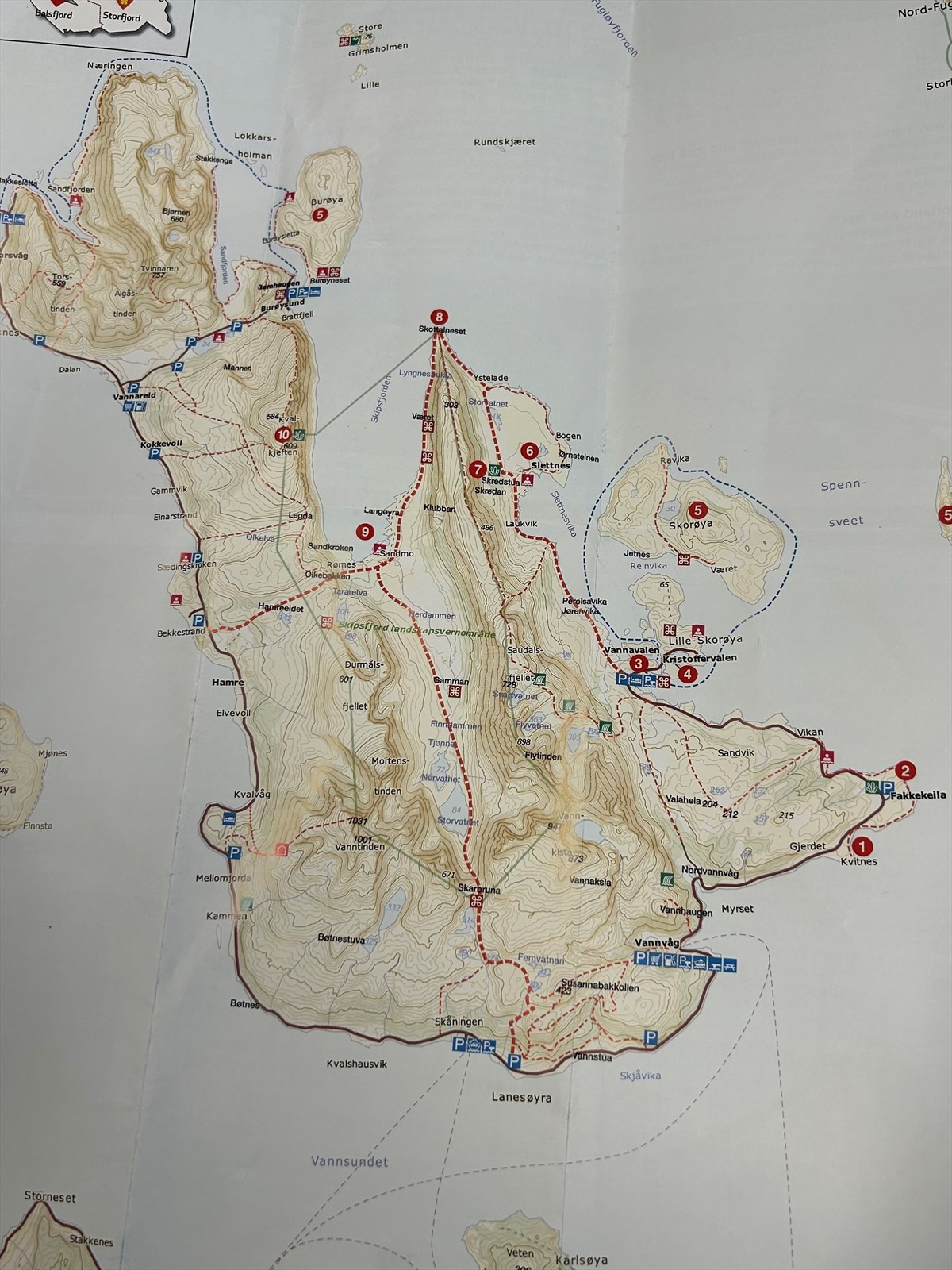 Turområder Vannøya fra turistbrosjyre.