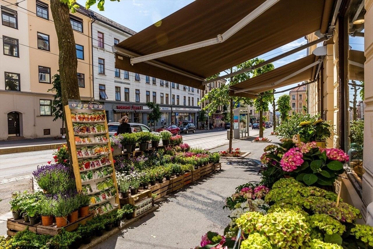 Nærområdet byr på alt du trenger med mange koselige kafeer, uteserveringer og gode shoppingmuligheter. Du finner Åpent Bakeri like nedfor leiligheten. Galleribilde