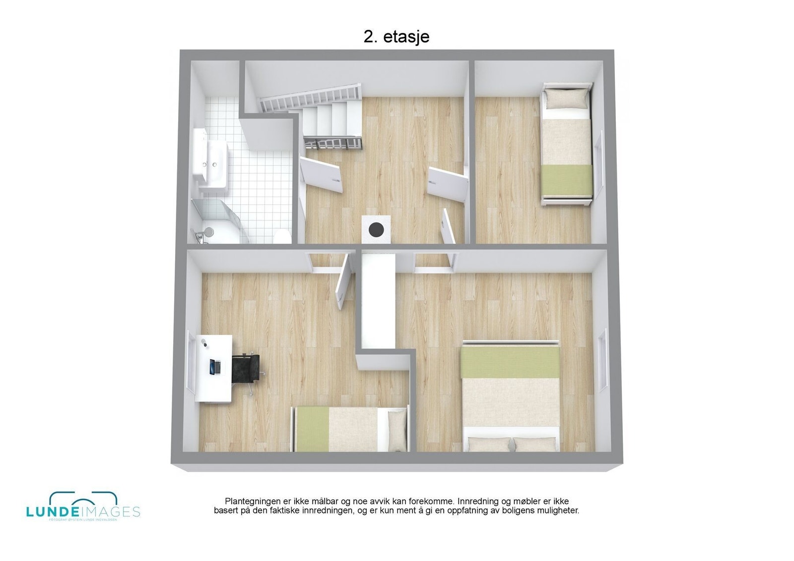 Plantegning 2. etasje 3D - ikke målbar Galleribilde