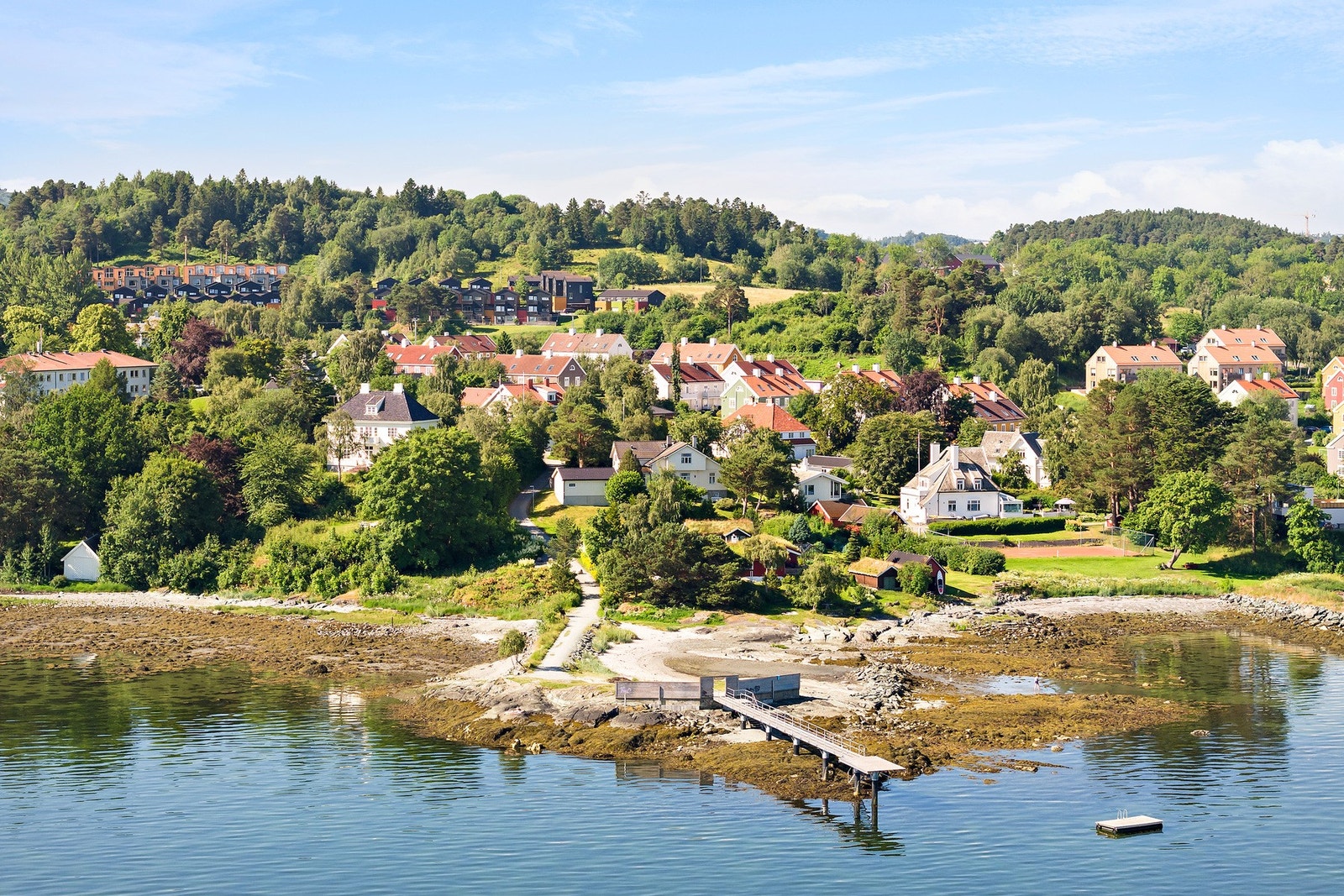 Rett ved eiendommen ligger Badehuset på Charlottenlund med sandstrand og badebrygge. Galleribilde