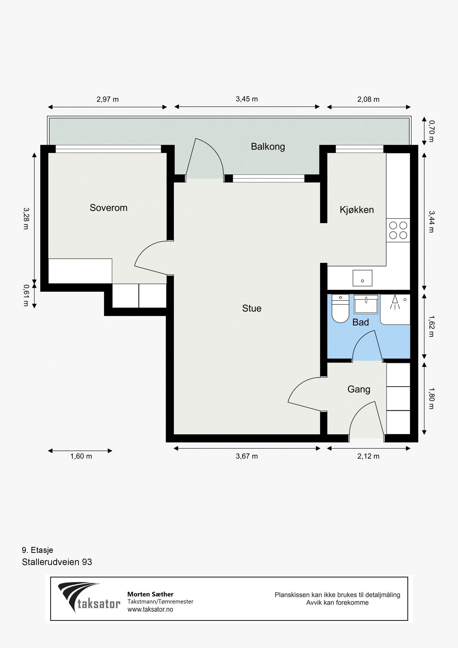 Plantegning - I tillegg disponerer boligen en loftsbod på ca. 3 m² Galleribilde