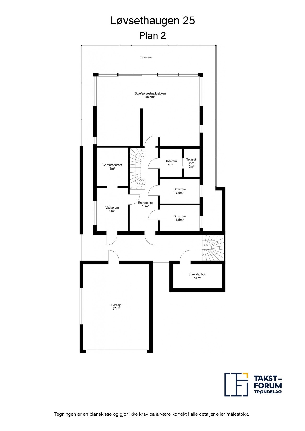 Planskisse hovedetasje Galleribilde