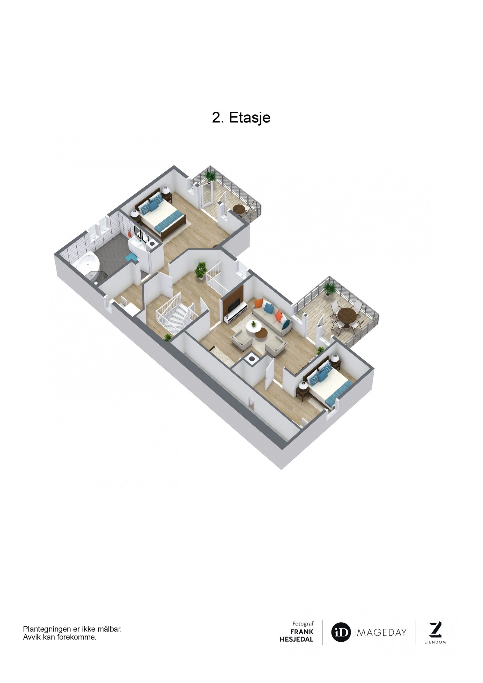 3D plantegning 2. etasje Galleribilde