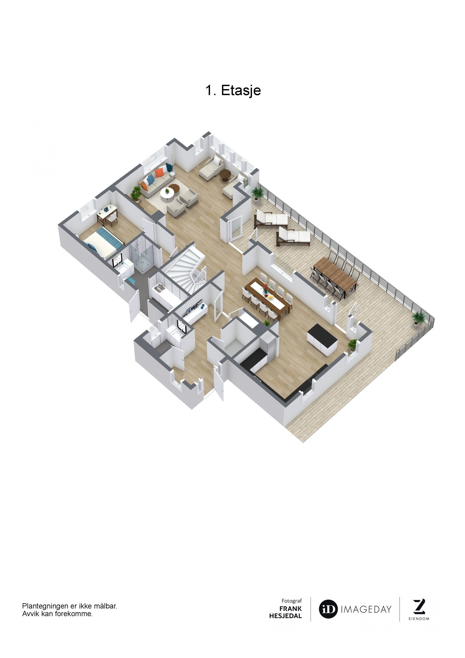 3D plantegning 1. etasje Galleribilde